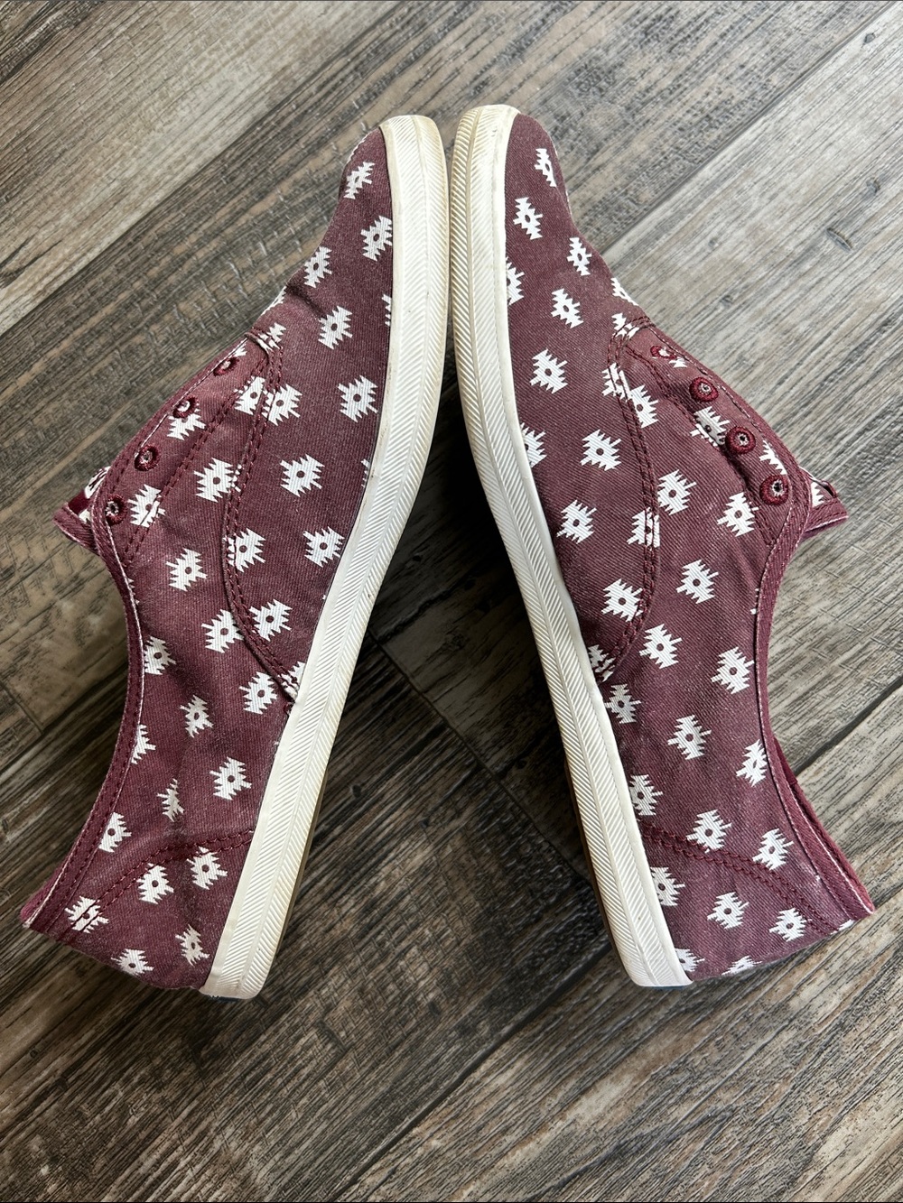 Keds Slip-On Canvas Sneakers in Burgundy with White Print - Picture 5 of 10